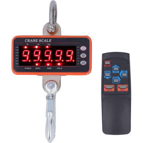 Digital crane scale, 5-digit LED display, wireless remote control, high-precision suspension, for heavy loads 1500 kg 500 g (1/5)