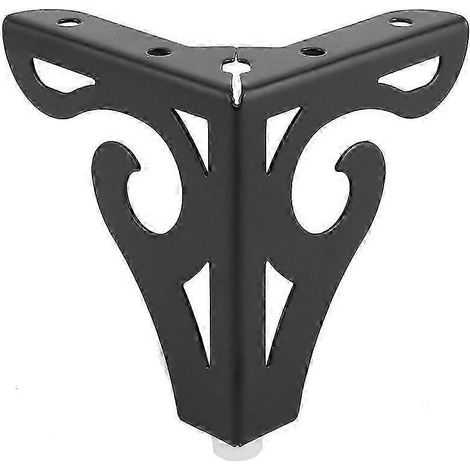 Quatre pieds de meubles en métal ajouré sculpté de 10 cm, compatibles avec canapés, armoires, tables, lits, etc., avec vis (couleur : noir). (1/5)