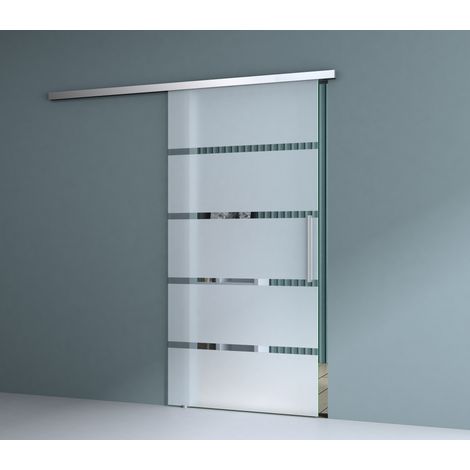 Durovin Bathrooms Internal Glass Sliding Door - Frosted Sections - 775mm - Bar Handle (1/5)