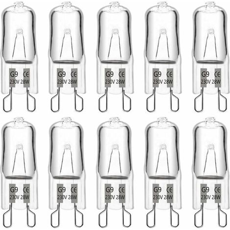 Ampoule halogène G9 28 W 230 V, 370 lm 2700 K blanc chaud à intensité variable, ampoules à capsule G9, pour lustres, éclairages de paysage, appliques murales, éclairage d'armoire, lot de 10 zhuoxuan (1/4)