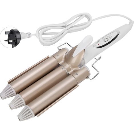 Tondeuse ondulante professionnelle trois barils 25mm pour coiffure salon, fer à friser avec prise UK 110‑240V (1/5)