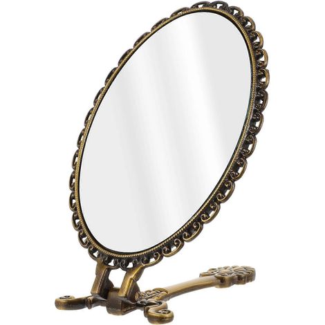 Miroir de coiffeuse, miroir de salle de bain, miroir de maquillage de bureau, miroir à main antique, miroir cosmétique de table (1/5)