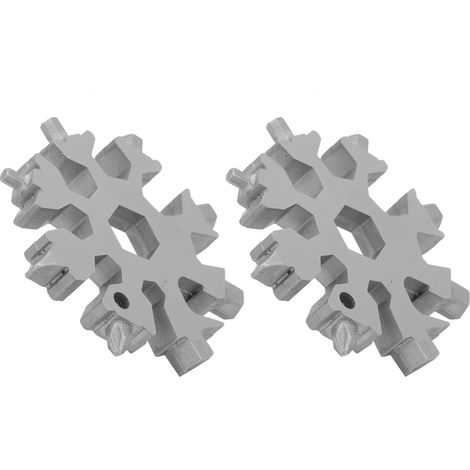 2 x 18-in-1 Schneeflocken-Schraubendreher, Multifunktionsschlüssel, tragbar, Outdoor-Werkzeug (Silber) (1/5)