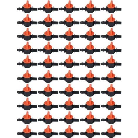 50 Pièces Vanne D'irrigation Goutte à Goutte 4/7mm Diamètre Extérieur 6mm/0.2in Vanne de Commutation D'irrigation Goutte à Goutte pour Système D'irrigation A (1/4)