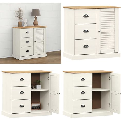 Sideboard mit Schubladen VIGO 78x40x75 cm Massivholz Kiefer - Schreibtisch - Sideboard - Regal - Wohnraumorganisation - Küchenschrank - Home & Living (1/5)