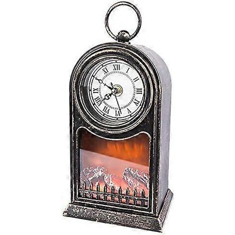 Feu de cheminée LED avec effet flamme Lanterne LED Horloge design Montre fonctionnelle Hauteur 27,5 cm Lampe flamme avec minuteur (6 heures (1/5)