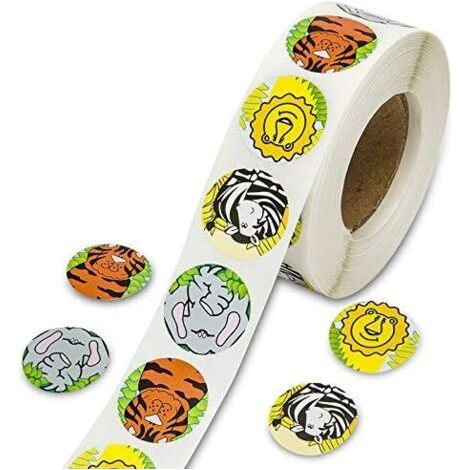 DEESSE SHOP-Autocollants Sticker de Animaux, 500 Pcs Autocollants Animaux Zoo Rouleau de Stickers Animal Stickers Muraux Animaux gommettes en Forme d'Étiquette pour Les Enfants Cadeau Anniversaire déc (1/5)