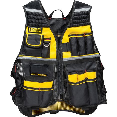 Stanley – Veste porte-outils haute visibilité – Bretelles ajustables – Nombreuses poches – Doublure respirante – Bandes réfléchissantes
