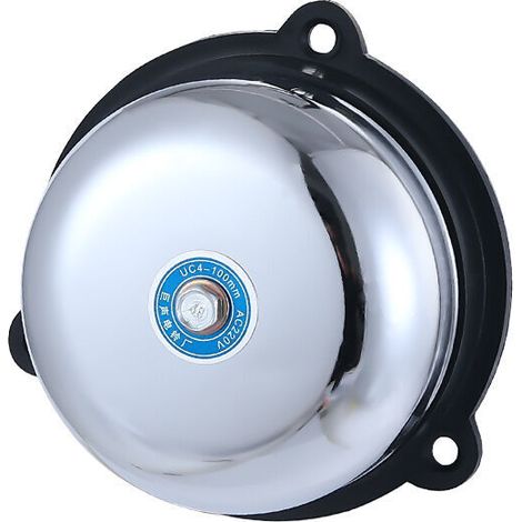 Sonnette électrique en acier inoxydable de 4 pouces, type électrique à sonnerie interne anti-étincelles 220V 10W, pour signaux sonores et alarmes dans les grands lieux publics-- (1/4)
