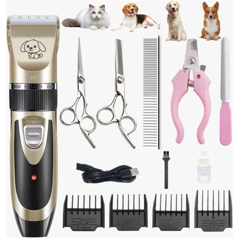 Aiperq Rechargeable Professional Pet Clipper with Removable and Washable Accessories for Dogs and Cats (Black Gold) (1/4)