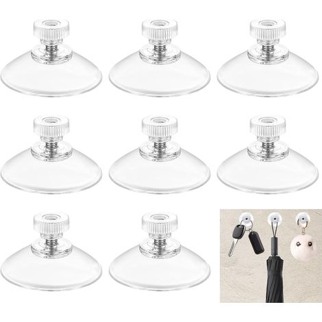 8 Ventouses Ø 40 mm Avec Filetage et Écrou Moleté, Transparentes, Sans Perçage, Ventouses Extra Puissantes, pour Voiture, Fenêtre, Décoration, Camping Car, Salle de Bain,Suspension