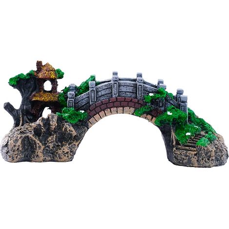 Décoration d'aquarium aquarium animal étang mangeoire à poissons décoration d'aquarium aquarium décoratif faux pont，18.5X6.7X8.5CM (1/4)