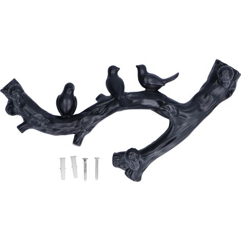 Crochet Décoratif Oiseau Noir en Forme de Branche, Accessoire de Décoration Murale Tridimensionnel (29,5 cm) (1/5)