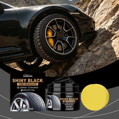 Reifenpflegecreme für Autoreifen, sorgt für Glanz und Aufbereitung, entfernt mühelos alltägliche Flecken – 50 g × 1 + Schwamm × 1 -- DE (1/5)