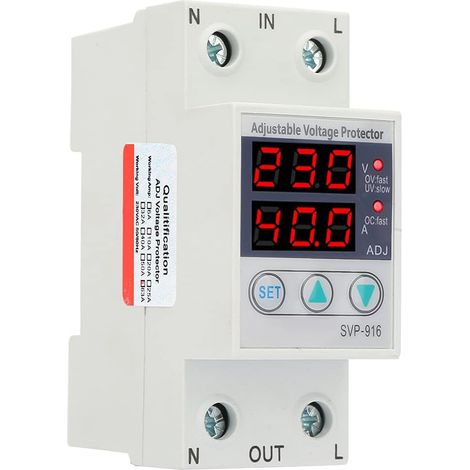 916 Protection monophasée 63A contre les surtensions Protecteur de reconnexion automatique réglable 230V 50 / 60Hz avec affichage de la tension sur rail DIN, parasurtenseur (1/5)