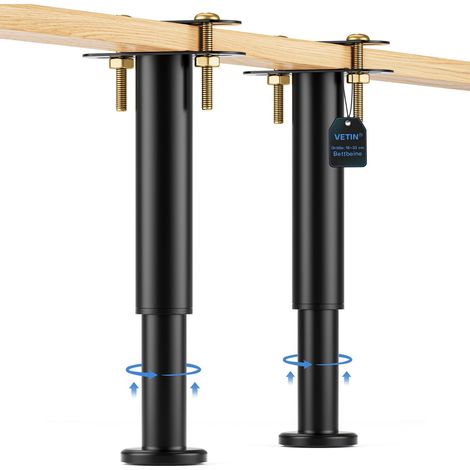 Lot de 2 Pieds de Lit Réglables 18-33 cm, Métal Pied Sommier à Lattes (1/5)