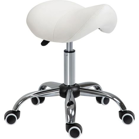 Tabouret de travail à roulettes et hauteur réglable pour salons de coiffure et de tatouage, 52 x 53 x 49-61 cm, beige (1/5)