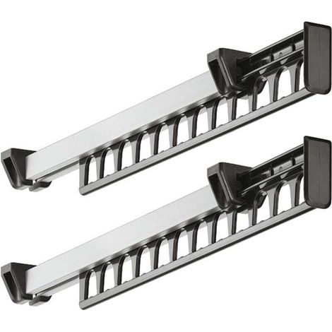 Crezuo Ausziehbarer Kleiderbügel, verschiebbare Kleiderstange, Platz für 12 Kleiderbügel, Länge 312 mm, 2er-Pack
