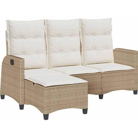 Canapé de jardin,Canapé d'extérieur,Sofa de jardin inclinable coussins forme de L beige polyrotin CFW877739 (1/5)