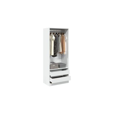 Armoire dressing 1 penderie 2 tiroirs 80cm - Collection Kodok-Blanc (1/5)