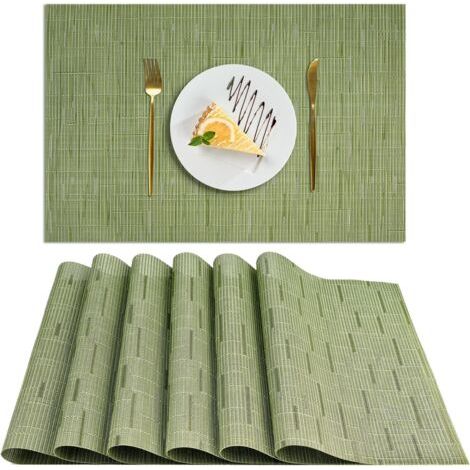 Juego de 6 manteles individuales lavables, de PVC, antideslizantes y resistentes al calor, fáciles de limpiar y guardar, para cocina, comedor y restaurante, 30 x 45 cm. (1/5)