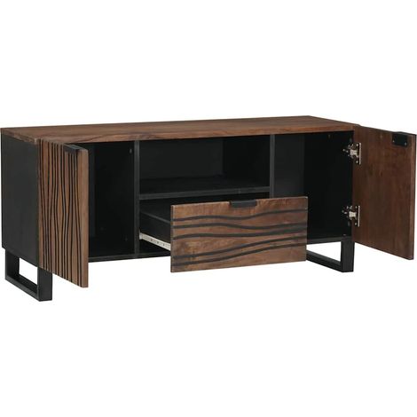 Unites TV Banc TV Armoire TV avec tiroir Noyer 105 x 33 x 46 cm Bois d'ingénierie (1/5)