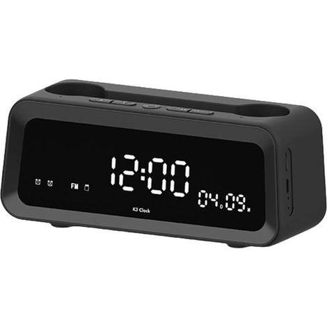 Longziming - Réveil numérique – Réveil avec haut-parleur sans fil – Réveil portable pour la chambre – Affichage LED – Haut-parleur Bluetooth – Alarmes multiples – Portable – Idéal pour les voyages (1/5)