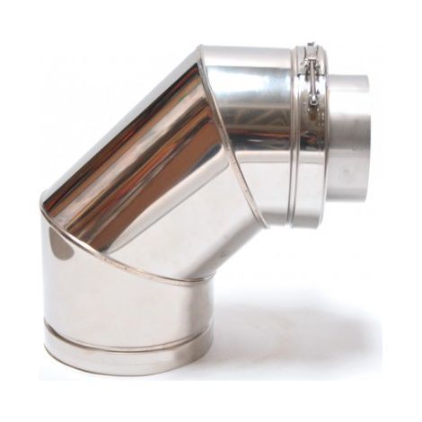 ASTEC Rohrbogen 90° Winkel doppelwandig DN113-300 Edelstahl Rohr Bogen Schornstein 8223-130 (1/2)