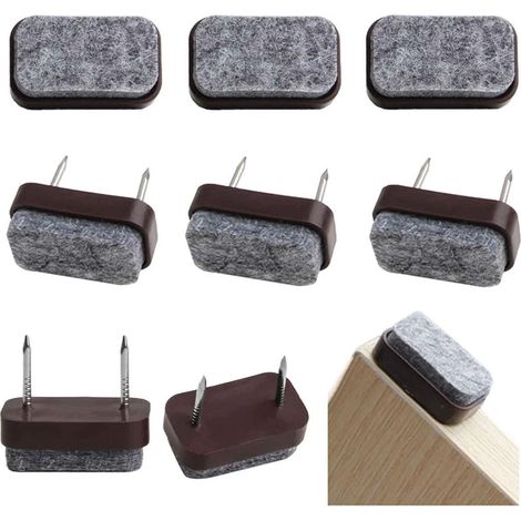 Lot de 24 clous pour pieds de meubles - feutrine anti-rayures pour meubles - patins en feutre - pieds de chaise avec clous - protections pour pieds de chaise - patins en feutre - vis (1/5)