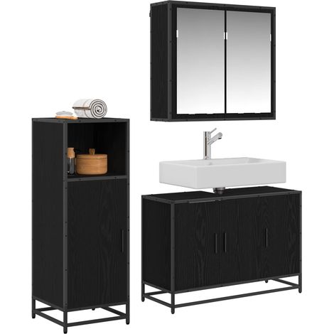 Maison Exclusive - Badezimmermöbel-Set 3 pcs Schwarz Eichen-Optik