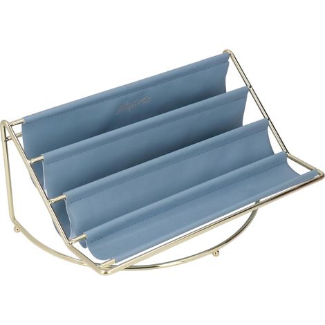 Schreibtisch-Regal-Organizer, mehrlagig, exquisit, hochwertig, aus Metall und Leder, langlebig, stabil, vielseitig einsetzbar, blau (1/5)