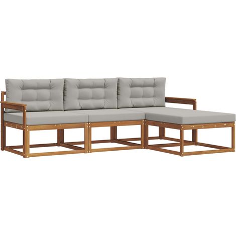 Conjunto de sofás de exterior 4 uds. Gris Natural y Claro vidaXL (1/5)