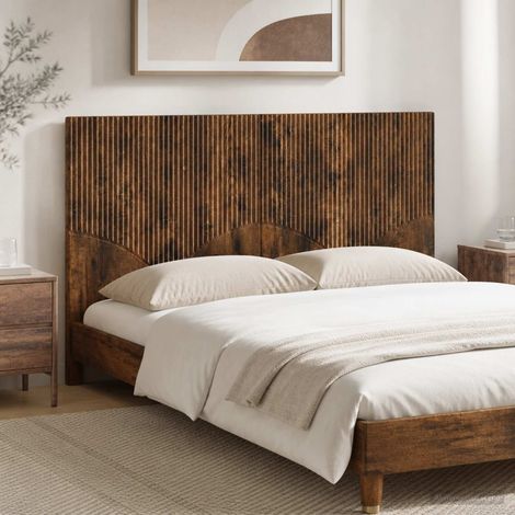 vidaXL Wall-Mounted Headboard HOORN Smoked Oak Engineered Wood (1/5)