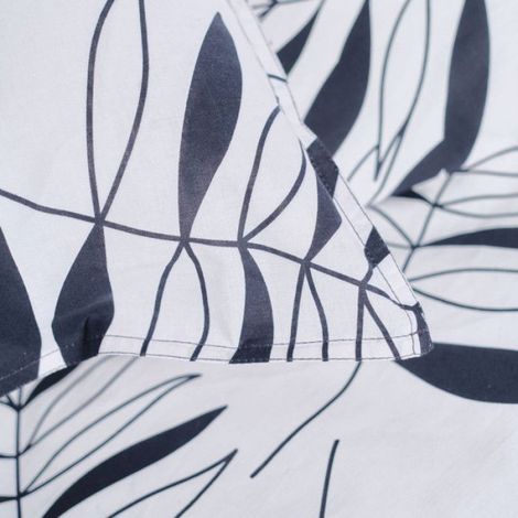 Parure de lit double en coton "Sunshine" à motif feuilles" Blanc et bleu - 220 x 240 cm (1/3)