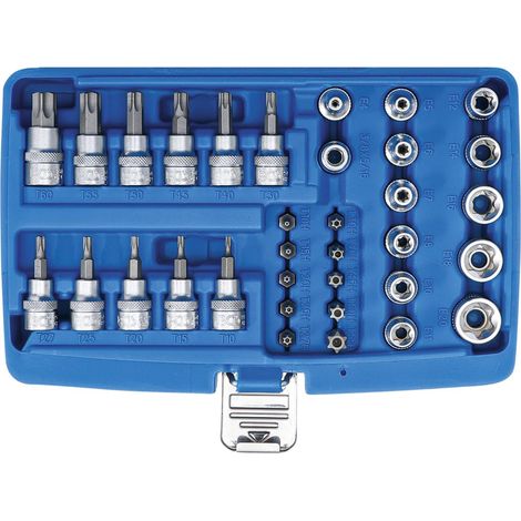 Inserti e bussole Torx (34 pezzi) in scatola BGS Carre 3/8
