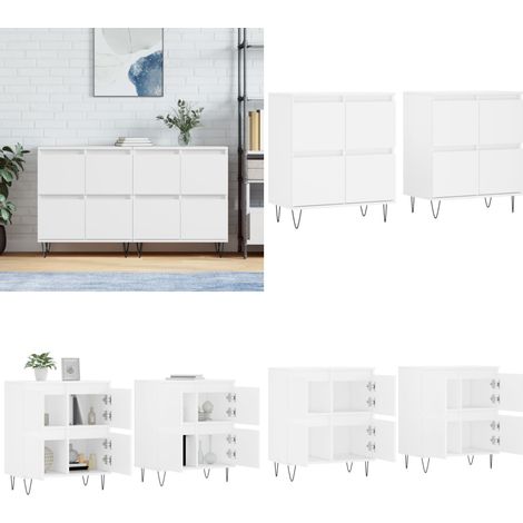 Sideboards 2 Stk. Weiß Holzwerkstoff - Schreibtisch - Wohnzimmermöbel - Sideboard - Regal - Holzschrank - Home & Living (1/5)