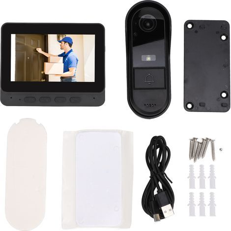 Kabellose Video-Türklingel, 1080p-Videosystem, Nachtsicht, Gegensprechfunktion, IP66 wasserdicht, 170°-Weitwinkel, für mehr Sicherheit zu Hause (1/5)