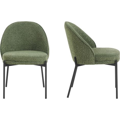 Lot de 2 chaises en tissu bouclé vert kaki - Cloé