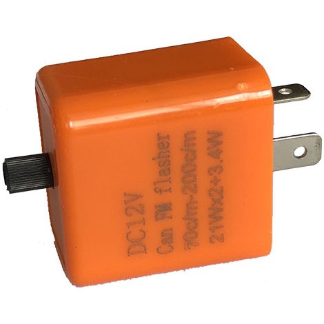 Orangefarbenes, manuell einstellbares LED-Blinkerrelais für Motorräder (CAN/FM-Blinker, Stroboskop) (1/4)