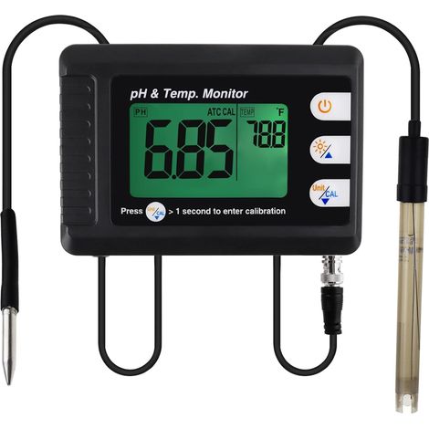 Medidor profesional de pH y temperatura con ATC y función de calibración automática, comprobador de medición de agua con trípode para acuarios e hidroponía.