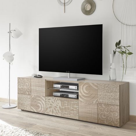 Meuble TV moderne coloris chêne clair 180cm SARA (1/5)