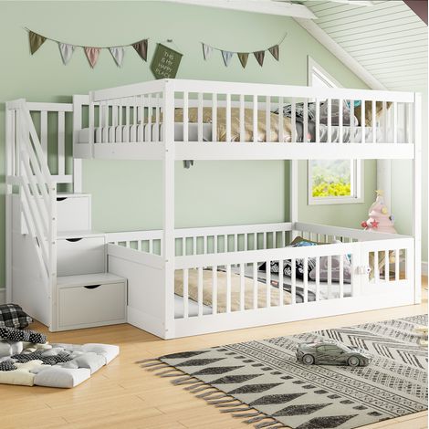letto a castello 140x200 con cassetti salvaspazio bianco OKMYHOME (1/5)