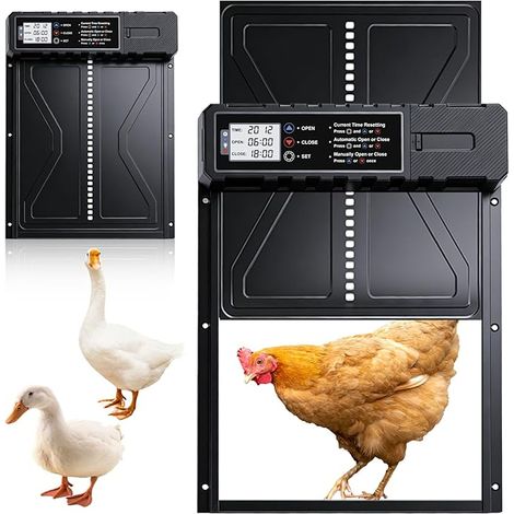 Chicken Coop Hatch Aluminium Electric Door Screen Timer Pinch Protection Manual Mode Battery Operated (1/5)