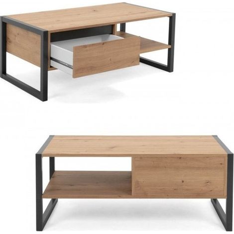 Tavolino Caffe Basso 100 Quercia Tavolinetto Rettangolare Moderno Salotto Design (1/3)