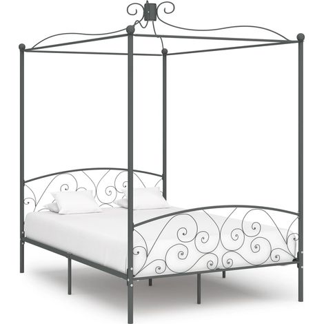 Bed Frame Grey Metal Double Appealing Design Bed Frame vidaXL (1/5)