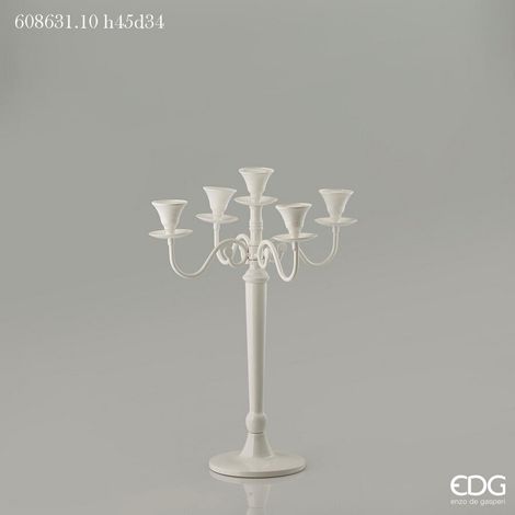 EDG Enzo De Gasperi Portacandele Metallo 5 Braccia H 45 Cm D 34 Cm Metallo White