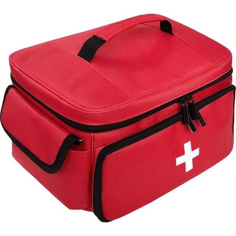 Trousse de Premiers secours Premiers secours familiale - Étanche - Trousse d'urgence - Avec organiseur de médicaments et poignée de transport - Pour la maison, le bureau et les voyages - Geen médicame (1/5)