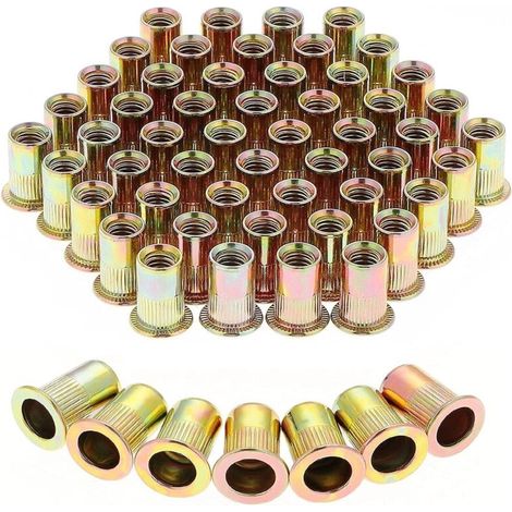 100pcs Écrou De Rivet M8 En Acier Au Carbone Et Plaqué Au Zinc Insers Fileté Ecrou Tête Ecrou (1/5)