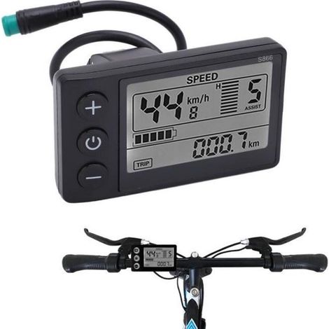 Écran LCD S866 - CUQUE - Vélo Électrique - Étanche - Installation Facile - Compatible 24V 36V 48V (1/4)