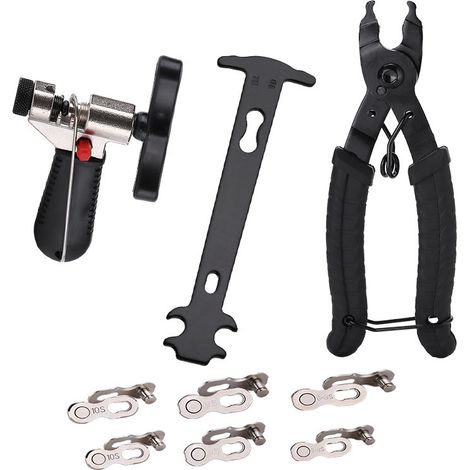 Outil Professionnel Réparation de Chaîne Vélo, Ensemble D'outils de Vélo Pince de Chaîne, Séparateur de Chaîne Universel, Indicateur d'usure de Chaîne Avec 6 Connecteur de Maillon de Chaîne